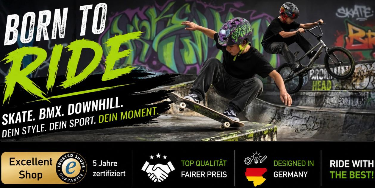 Fahrrad-, BMX- & Downhillhelm als Beispiel für die jeweilige Helmart